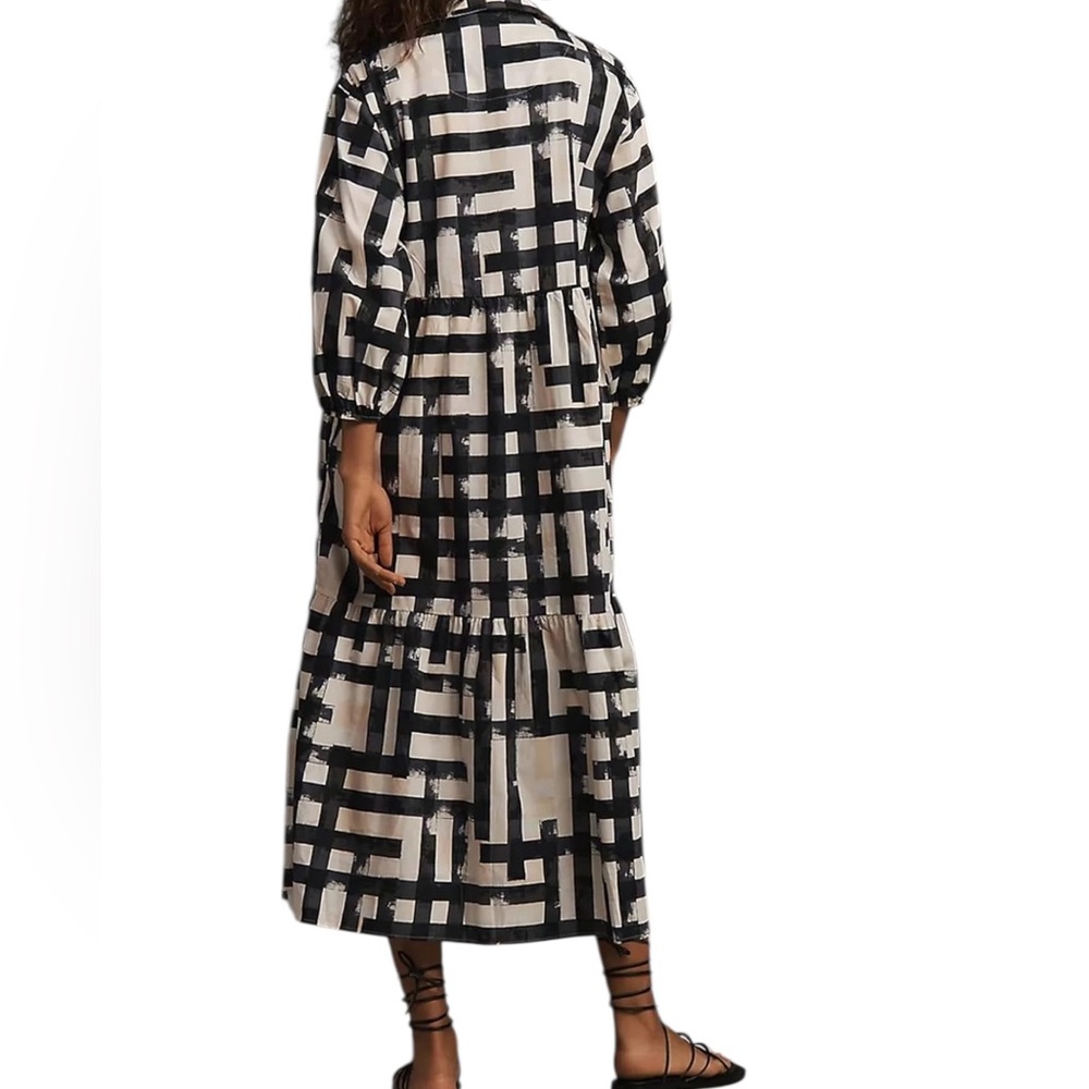 Dsewpaur/Boho/ 3/4 Puff Sleeve/Button Down Tiered/Maxi Shirt Dress/Size: Large - Picture 3 of 13